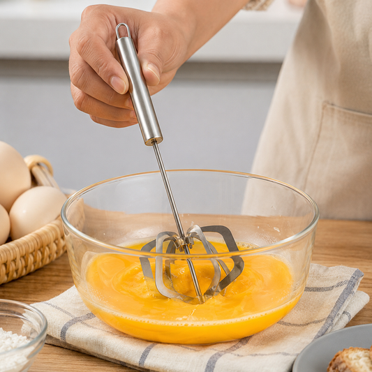 Stainless Steel Hand Blender – Manual Whisk & Frother | Quickslice