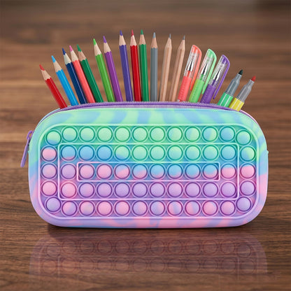 Feature shot of the push pop bubbles on the silicone pencil case