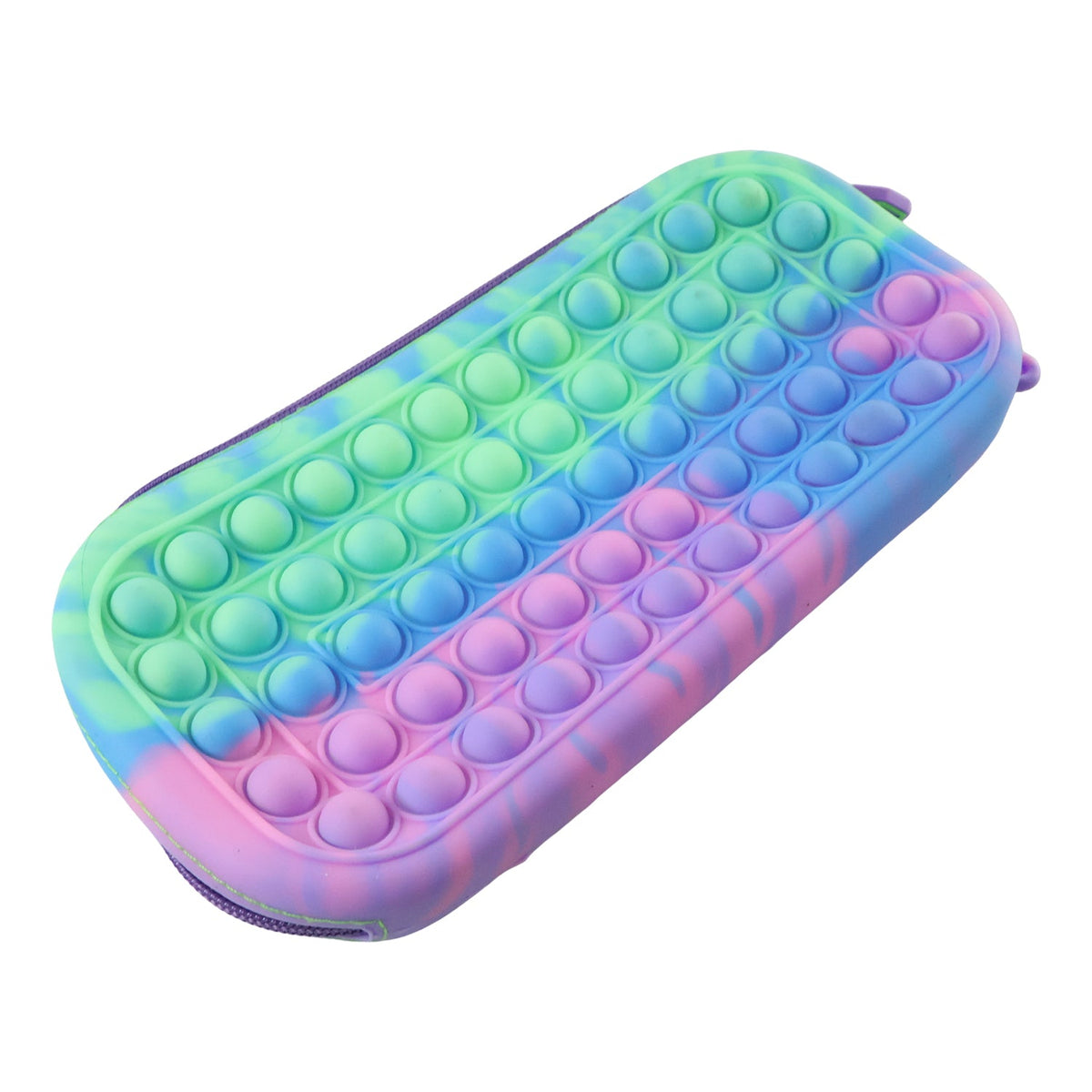 Front view of the pastel-colored silicone pop it pencil pouch with zipper