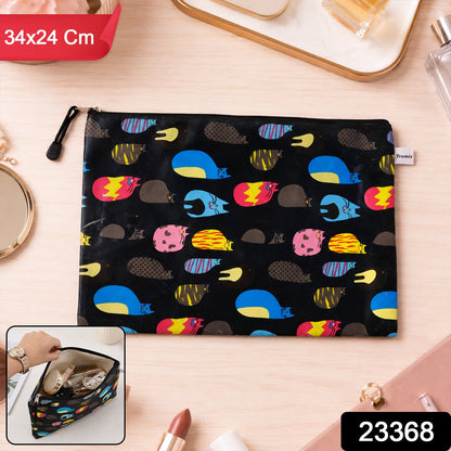 Stylish travel storage organizer zip pouch in assorted prints