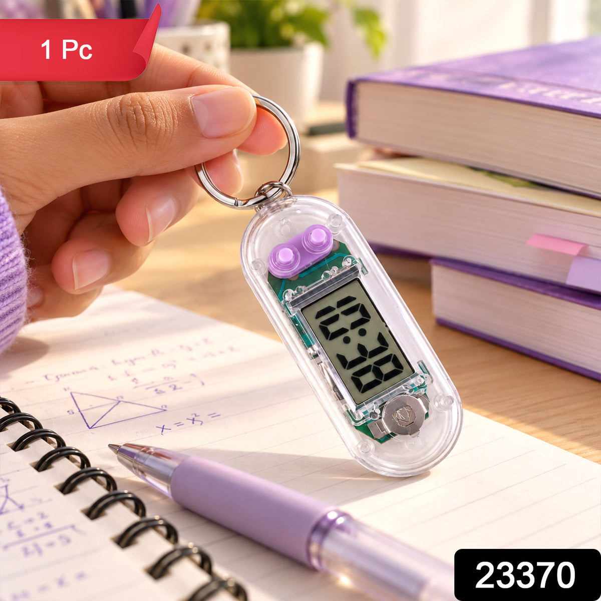 Transparent Digital Clock Keychain with LCD Display for Everyday Timekeeping (1 Pc)