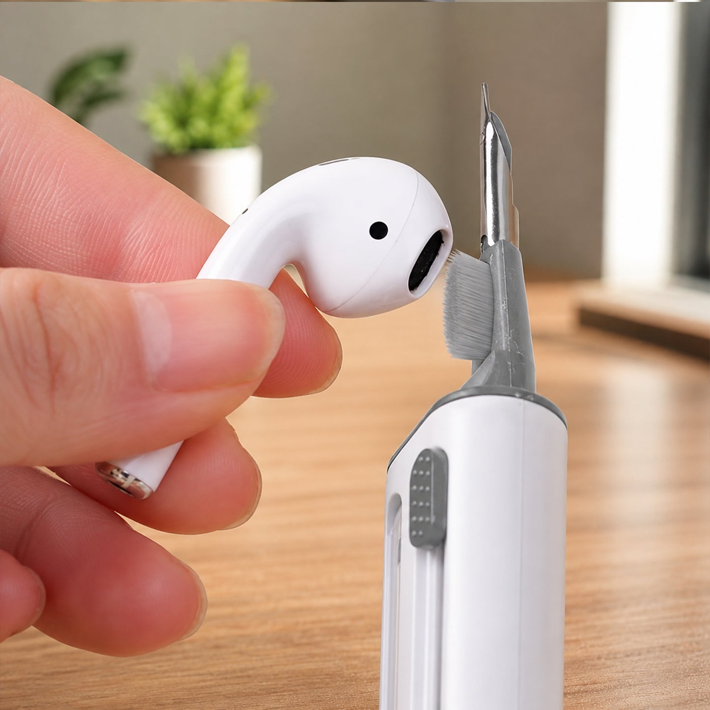 Cleaning pen tip removing earbud dirt