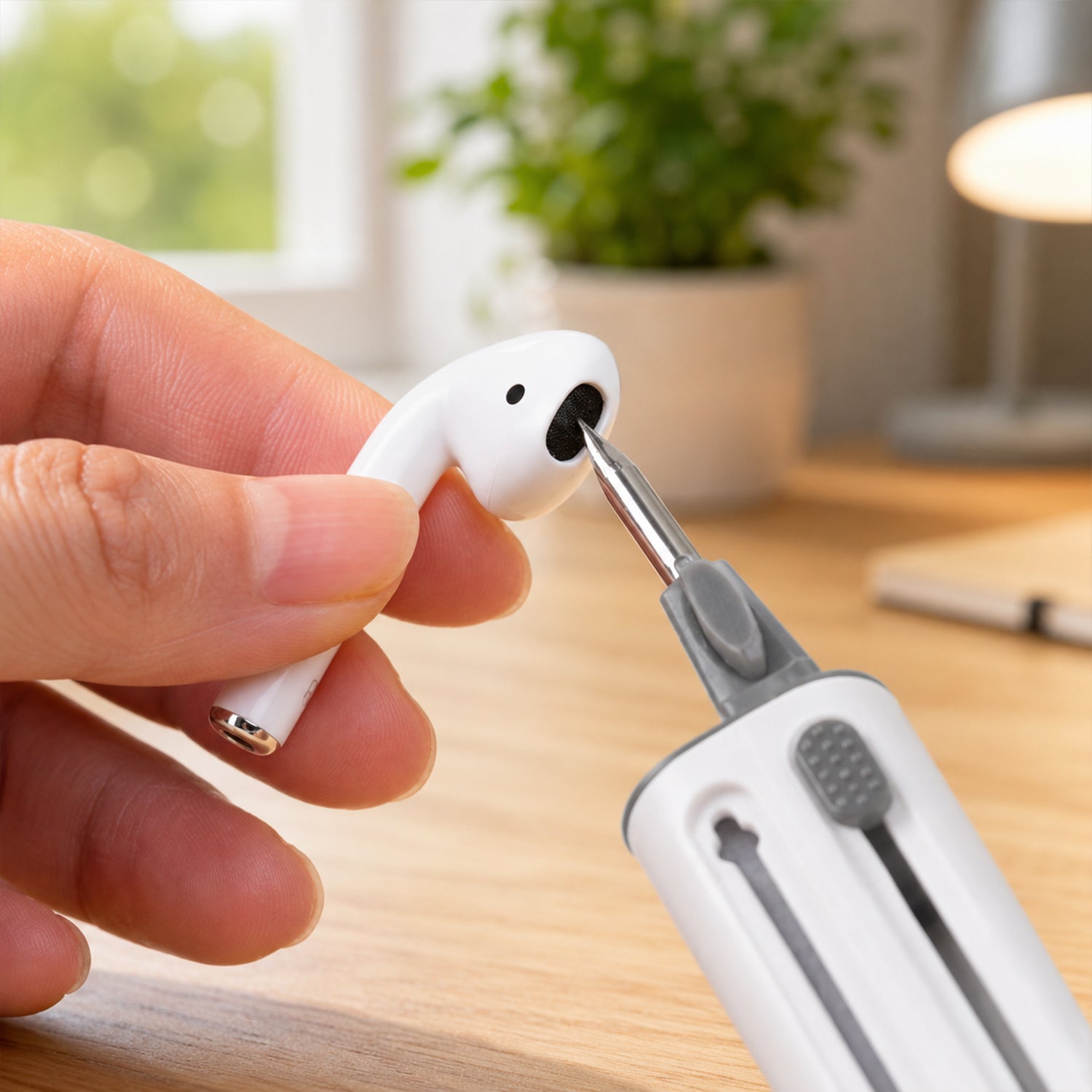 Precision cleaning tip for wireless earbuds
