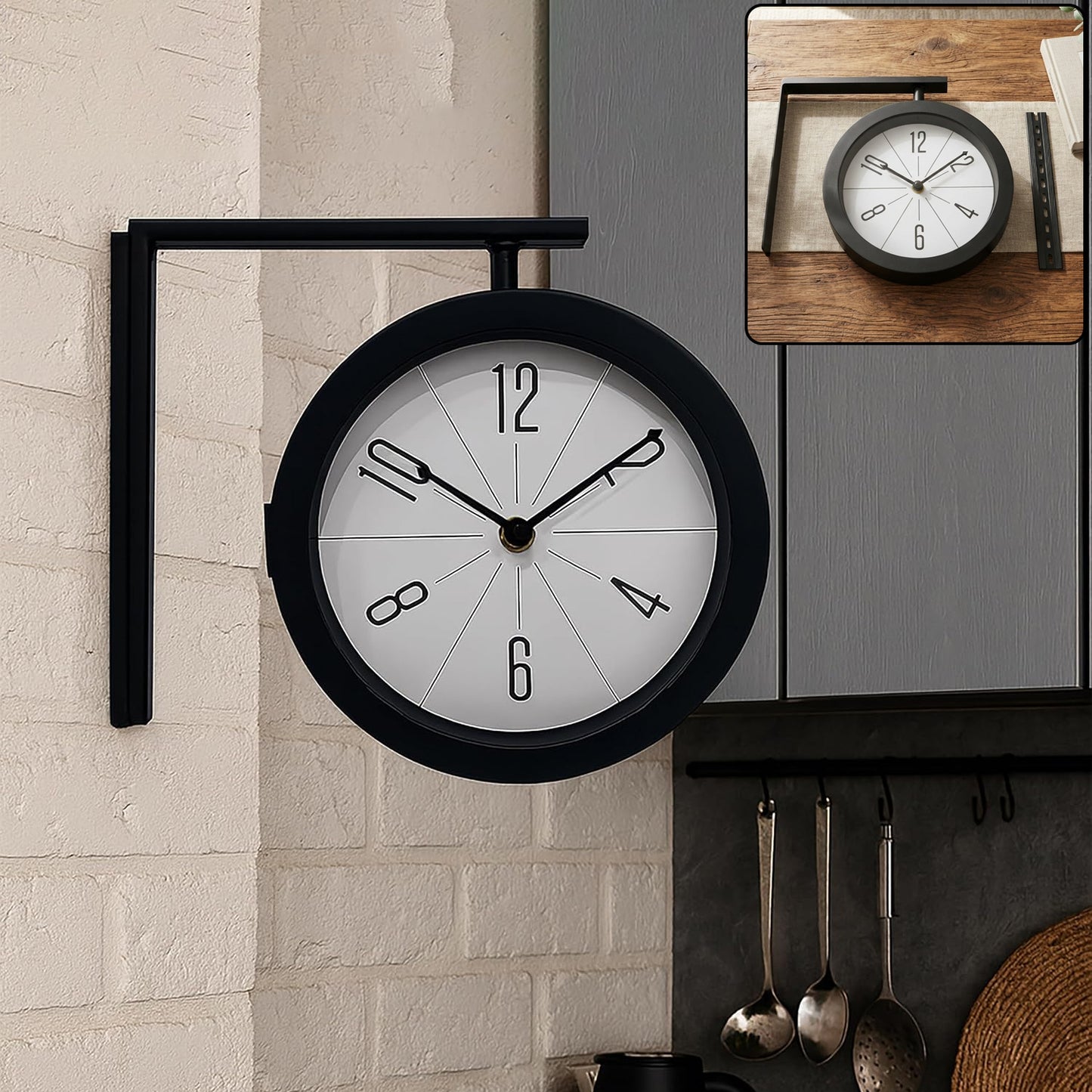 Modern double sided railway station wall clock