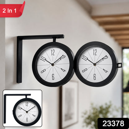 23378 2 in 1 modern round wall clock SKU image