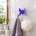 Plastic Butterfly Self Adhesive Wall Hook with Dual Hangers for Bathroom (1 Pc)