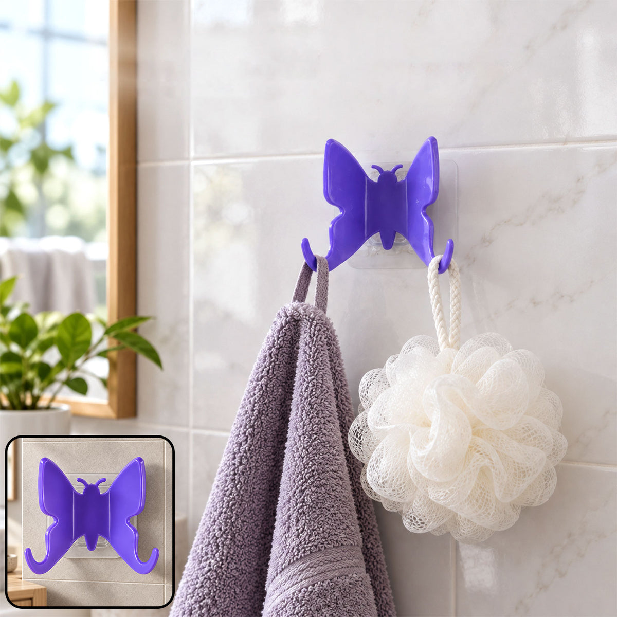 Plastic butterfly self adhesive wall hook - view 02