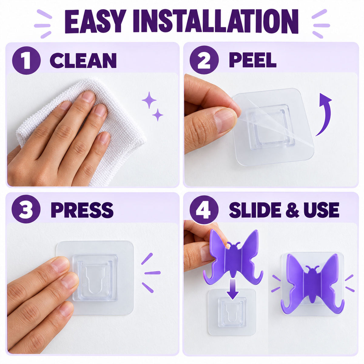 Butterfly adhesive wall hook details - view 04