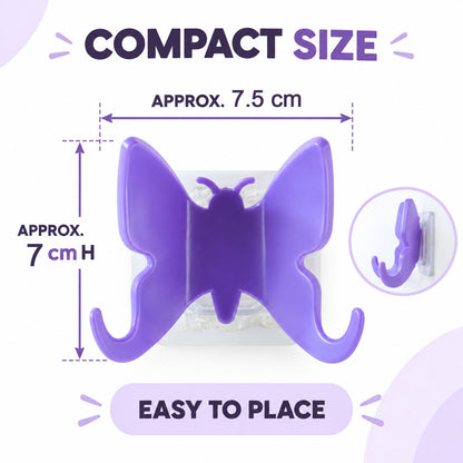 Butterfly wall hook size guide showing approximately 7.5 cm width and 7 cm height