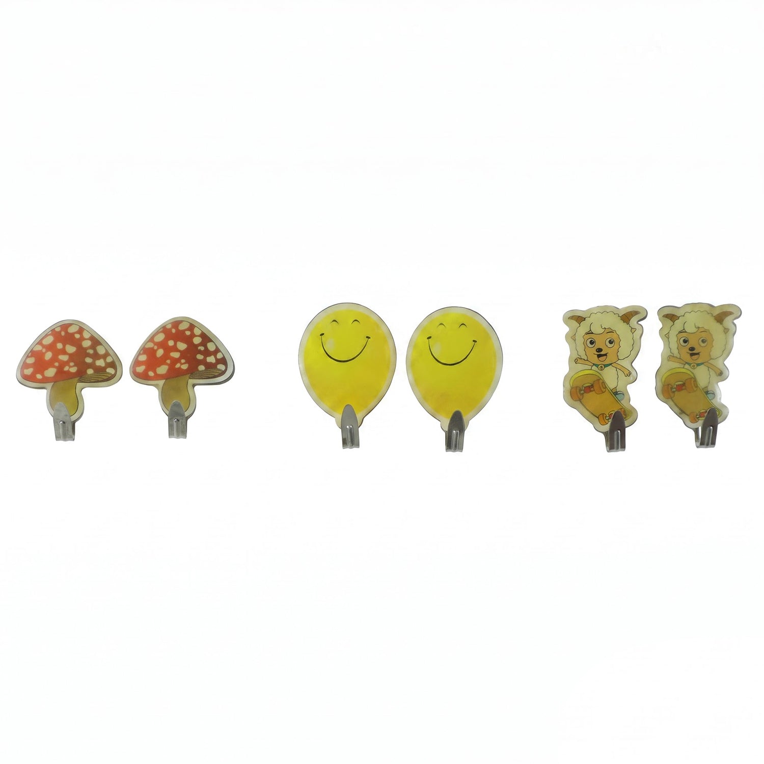 Cartoon adhesive hooks on white background
