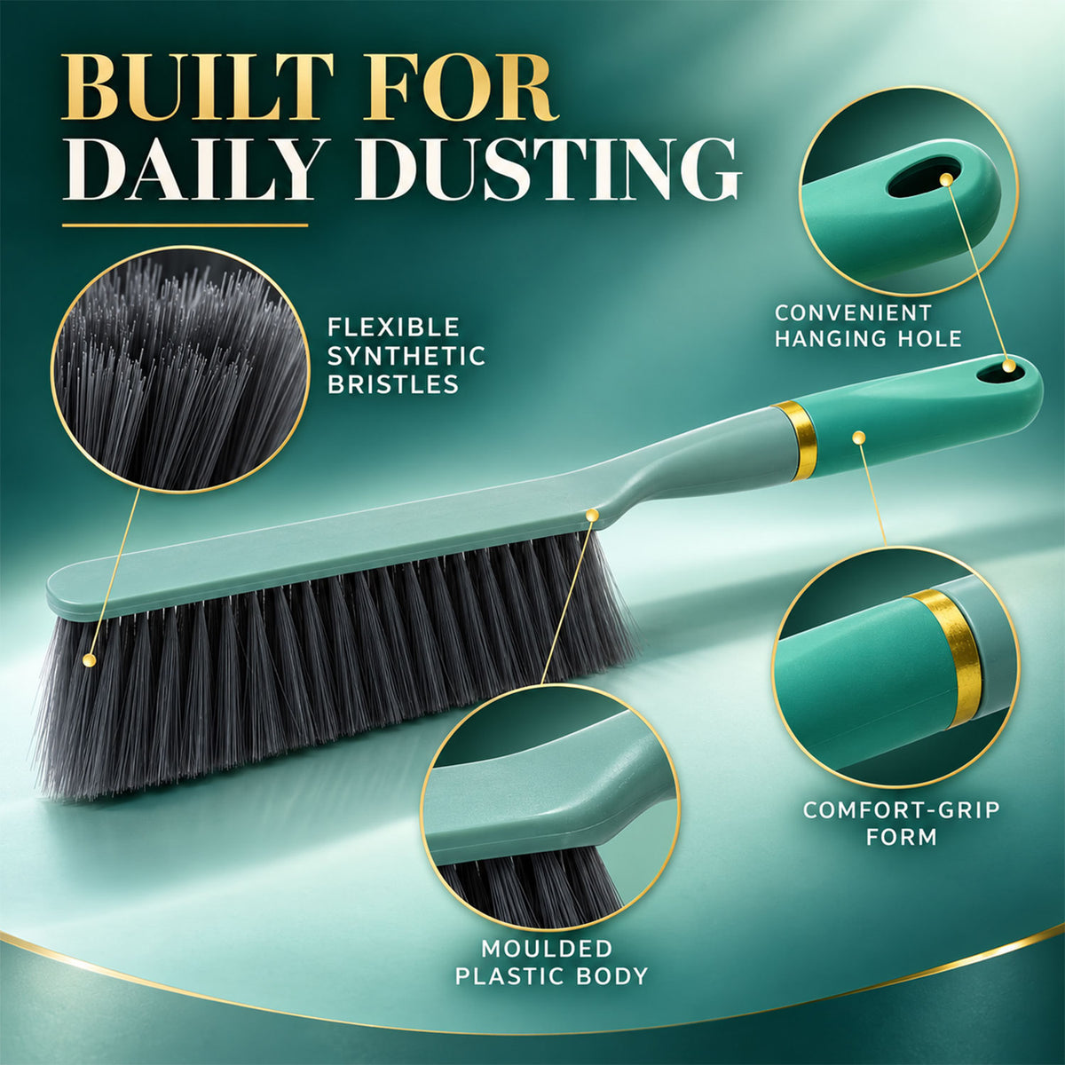 Long handle bed dusting brush - body and hanging hole