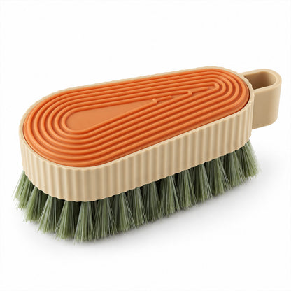 Multipurpose cleaning brush with textured grip and dense bristles 05