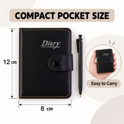 Pocket notebook diary with pen lined pages and snap closure 03