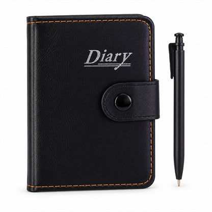 Pocket notebook diary with pen lined pages and snap closure 04