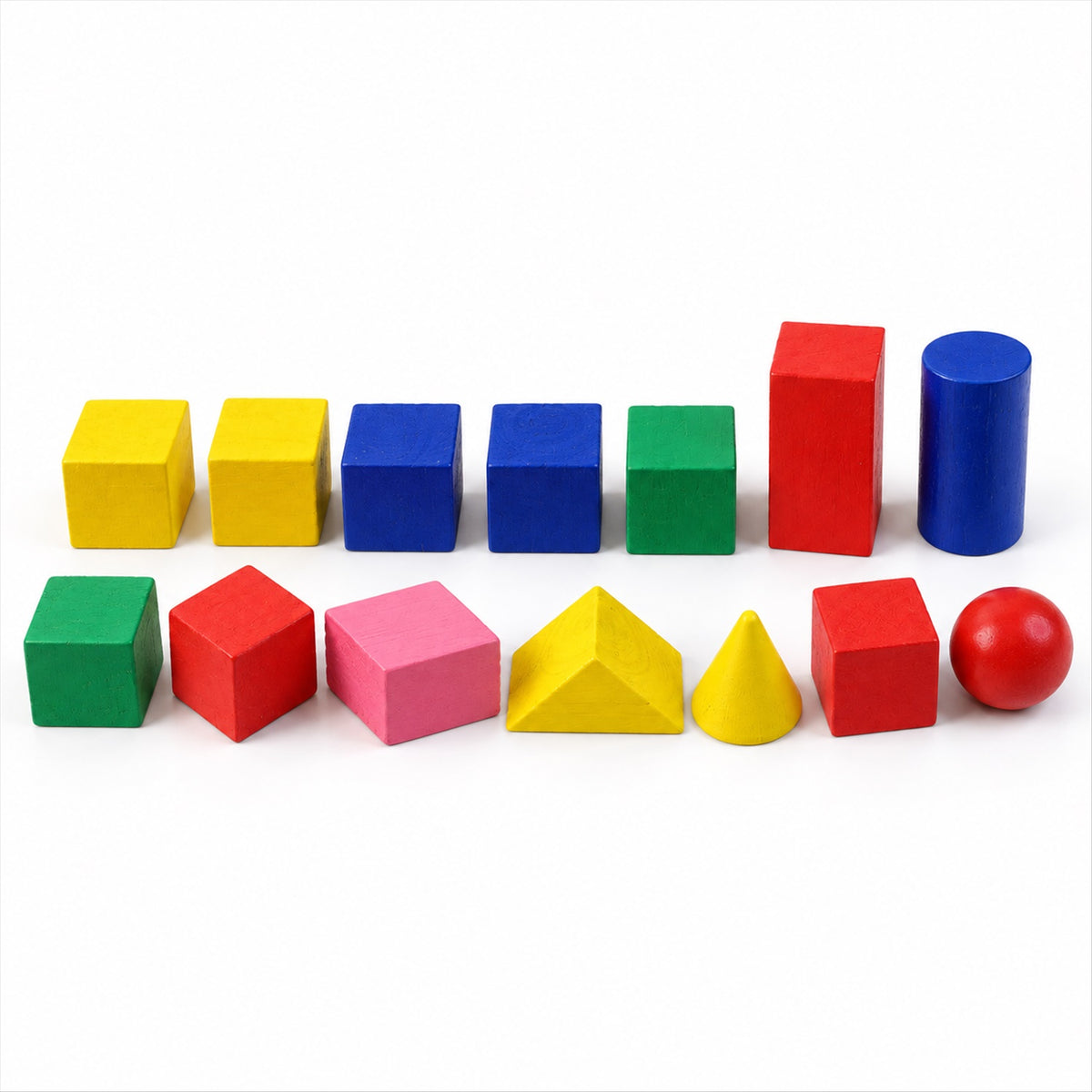 Wooden geometric shapes learning blocks fourteen piece set 04
