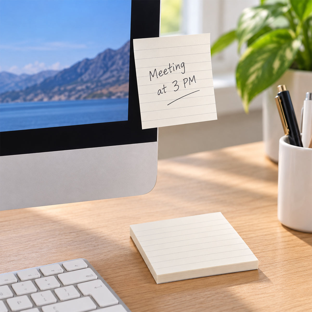 Lined self adhesive sticky notes three inch square hundred pages 02