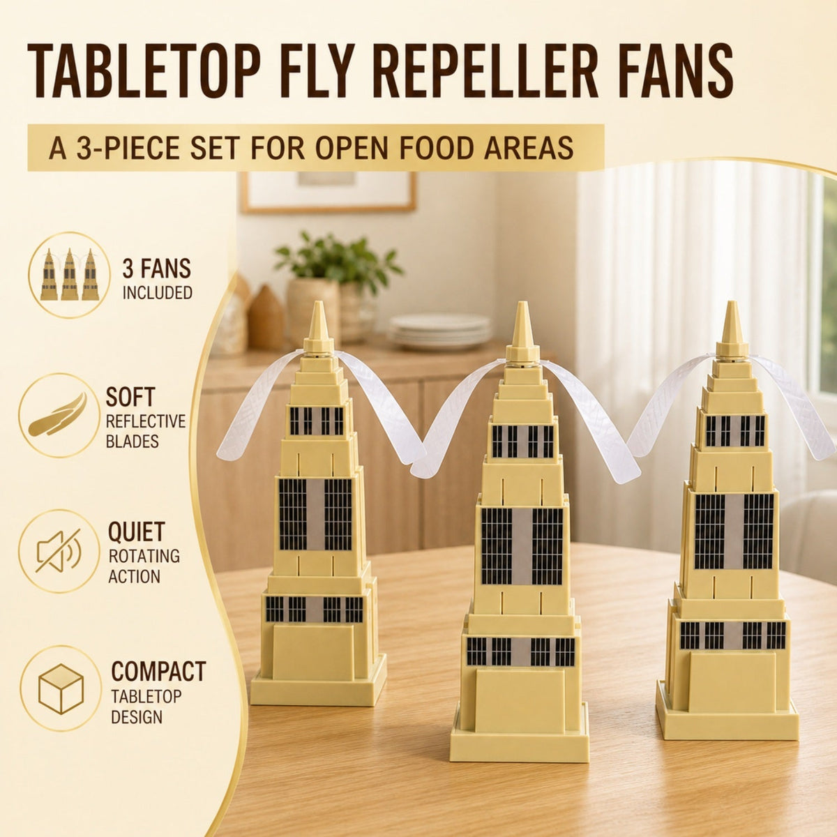 23427_fly_repeller_tabletop_food_protection_fan_3pc features