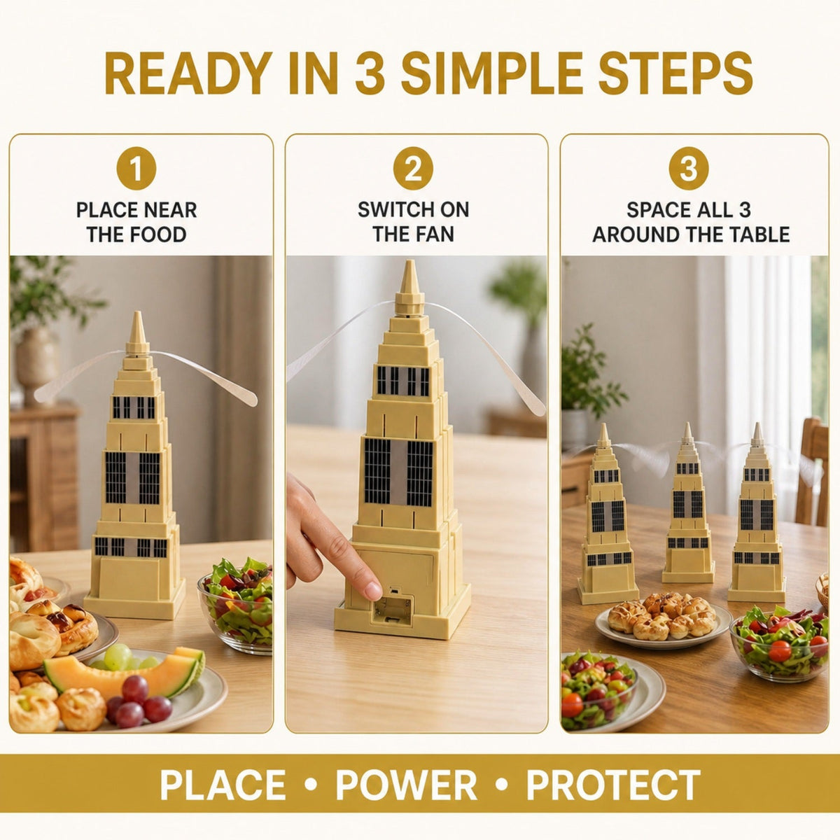 23427_fly_repeller_tabletop_food_protection_fan_3pc usage-guide