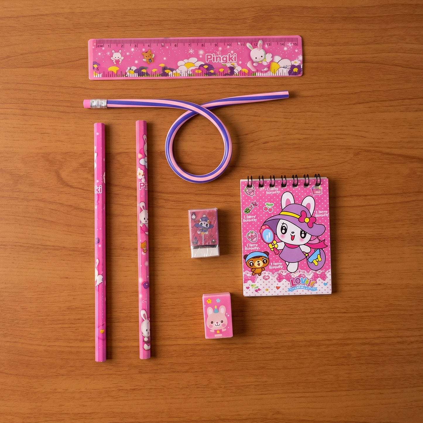 Kids stationery set with pencils ruler erasers notebook