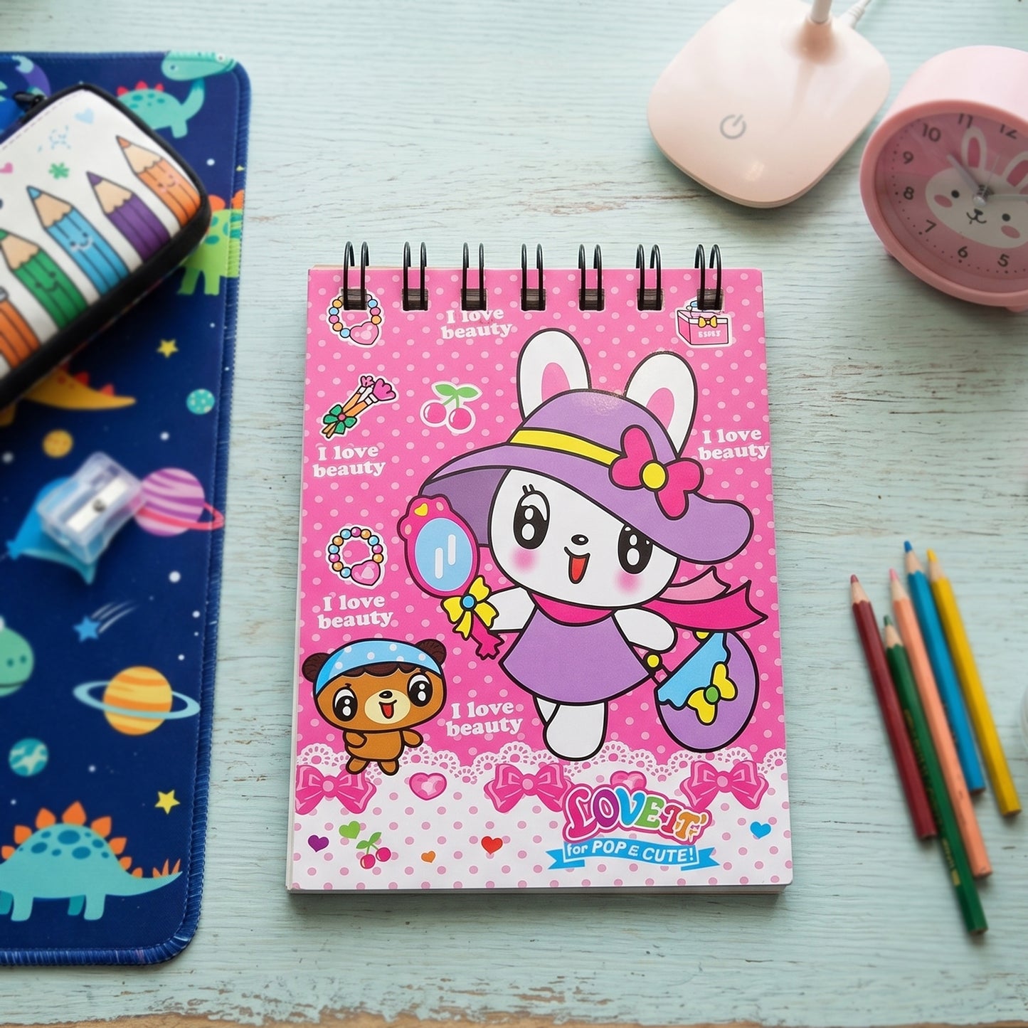 Stationery set including notebook and sharpener