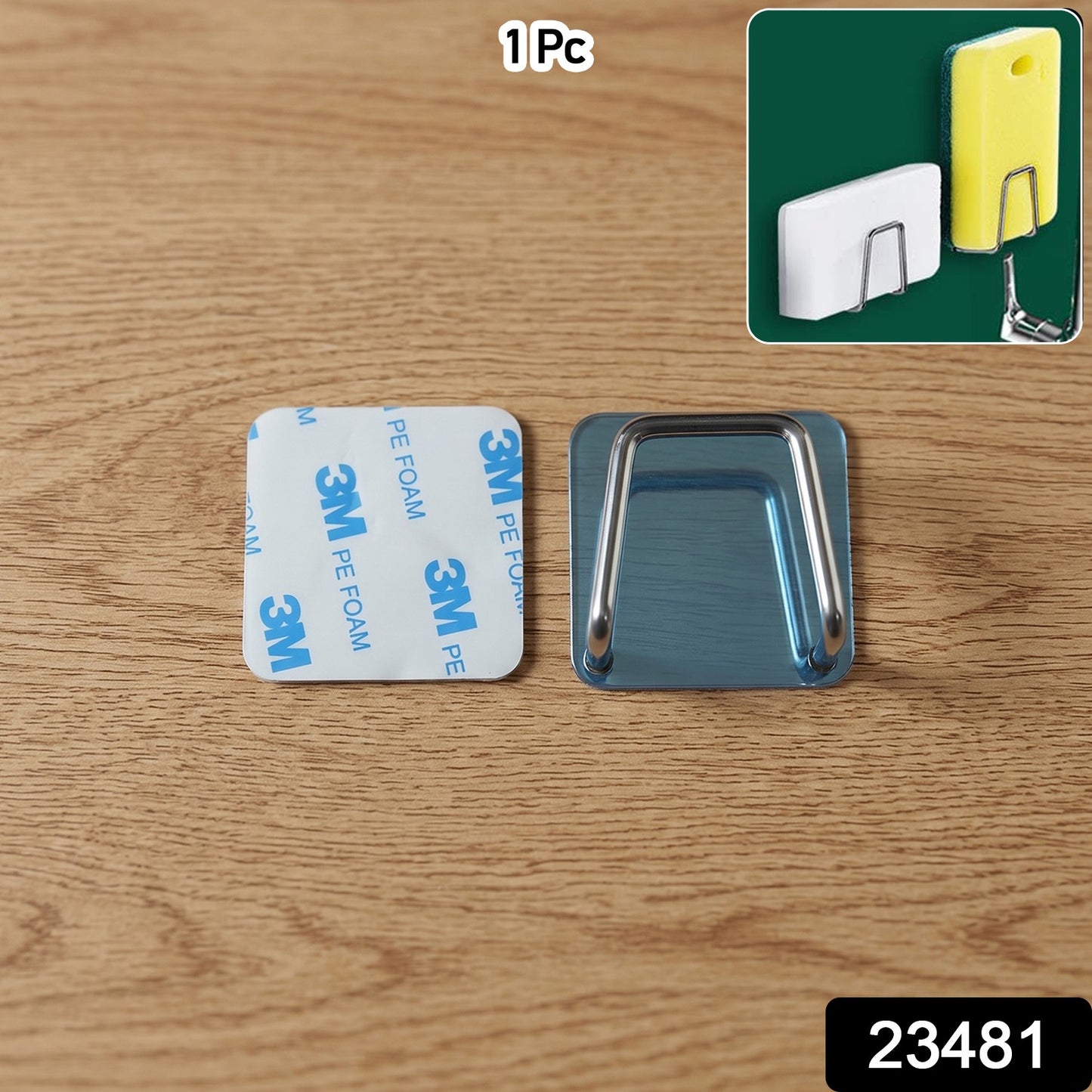 Pack of stainless steel adhesive wall hooks