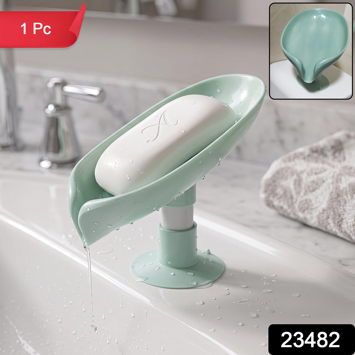 Elegant wall-mounted soap holder with suction cups in a bathroom setting