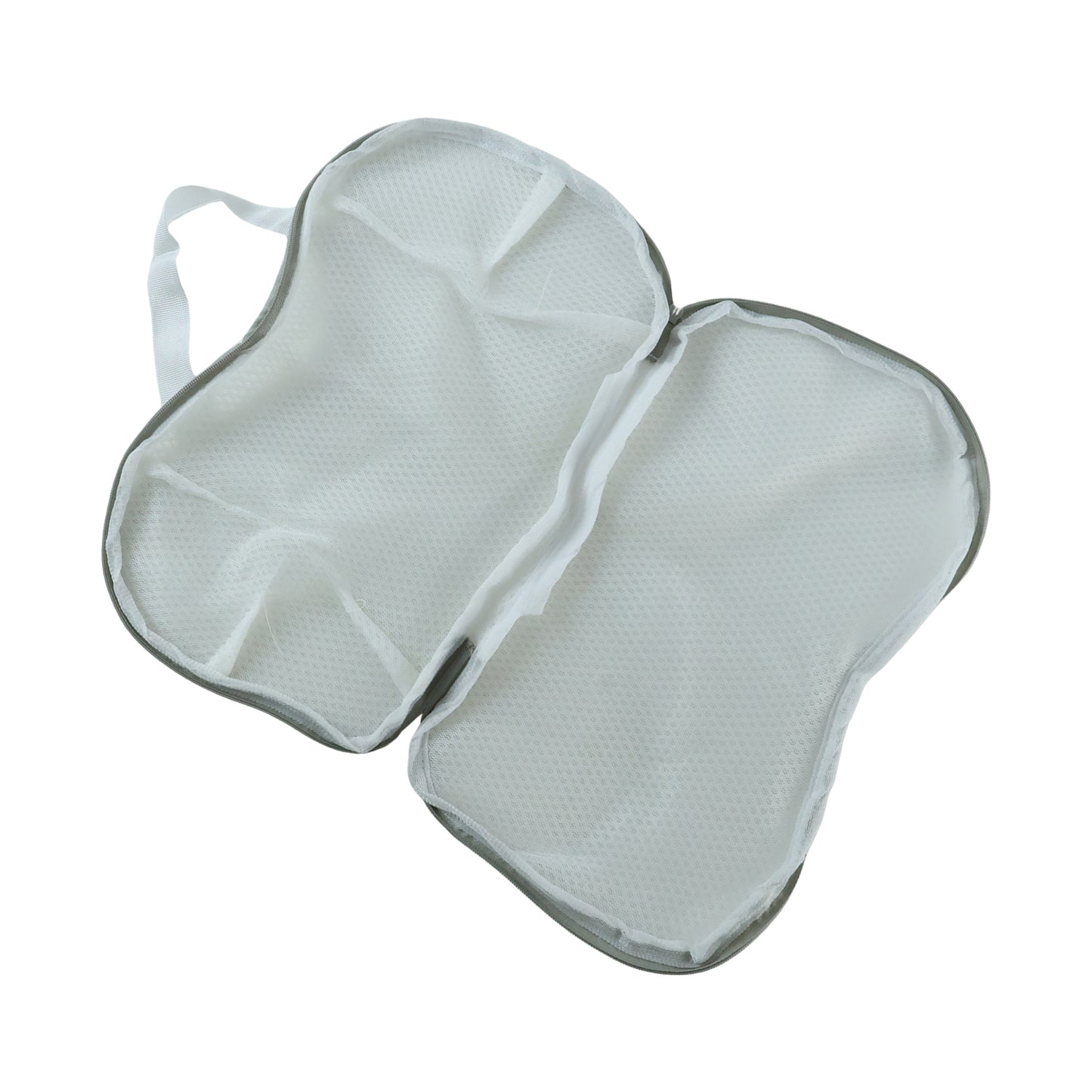 White mesh laundry wash bag on white background