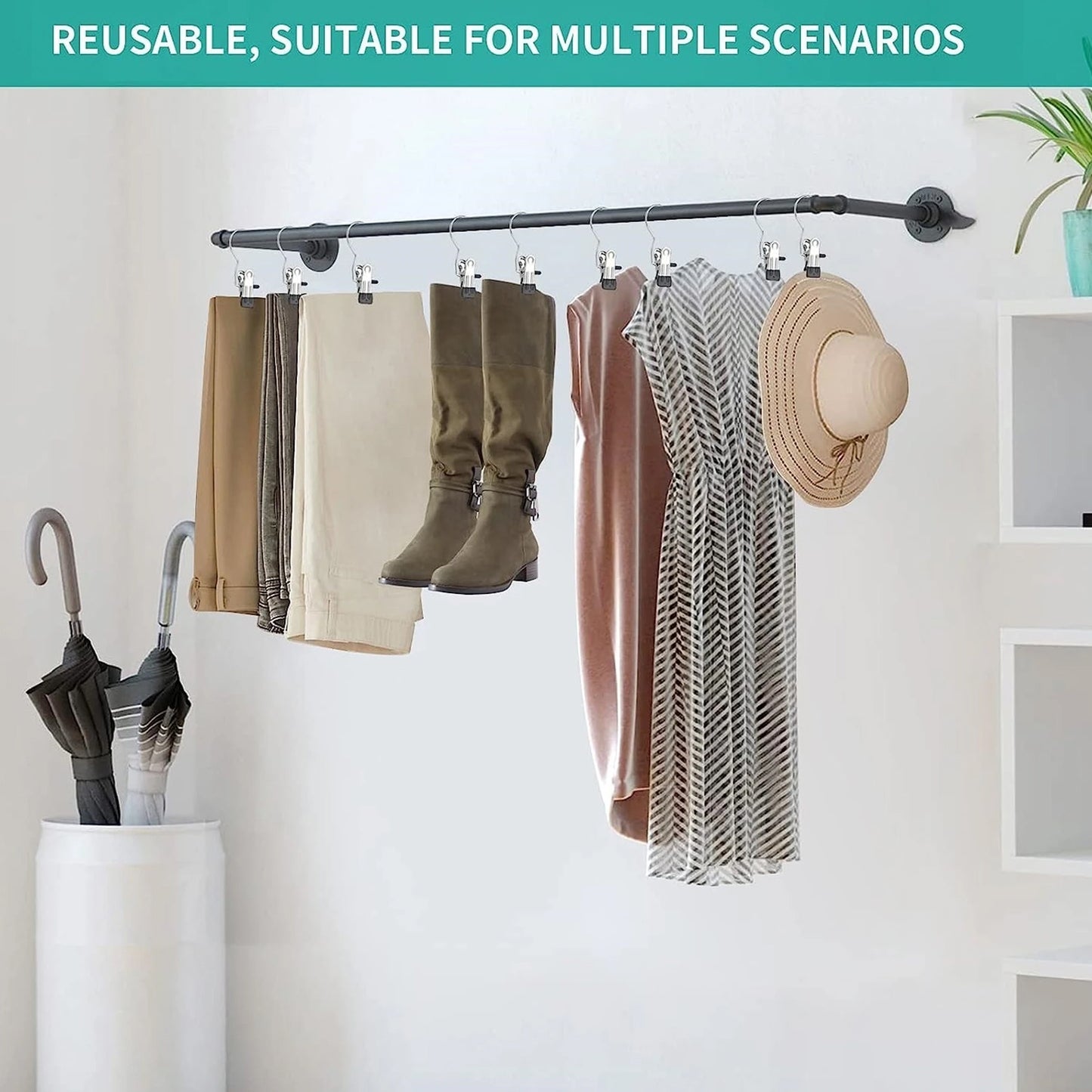 Multipurpose clip hooks organising garments