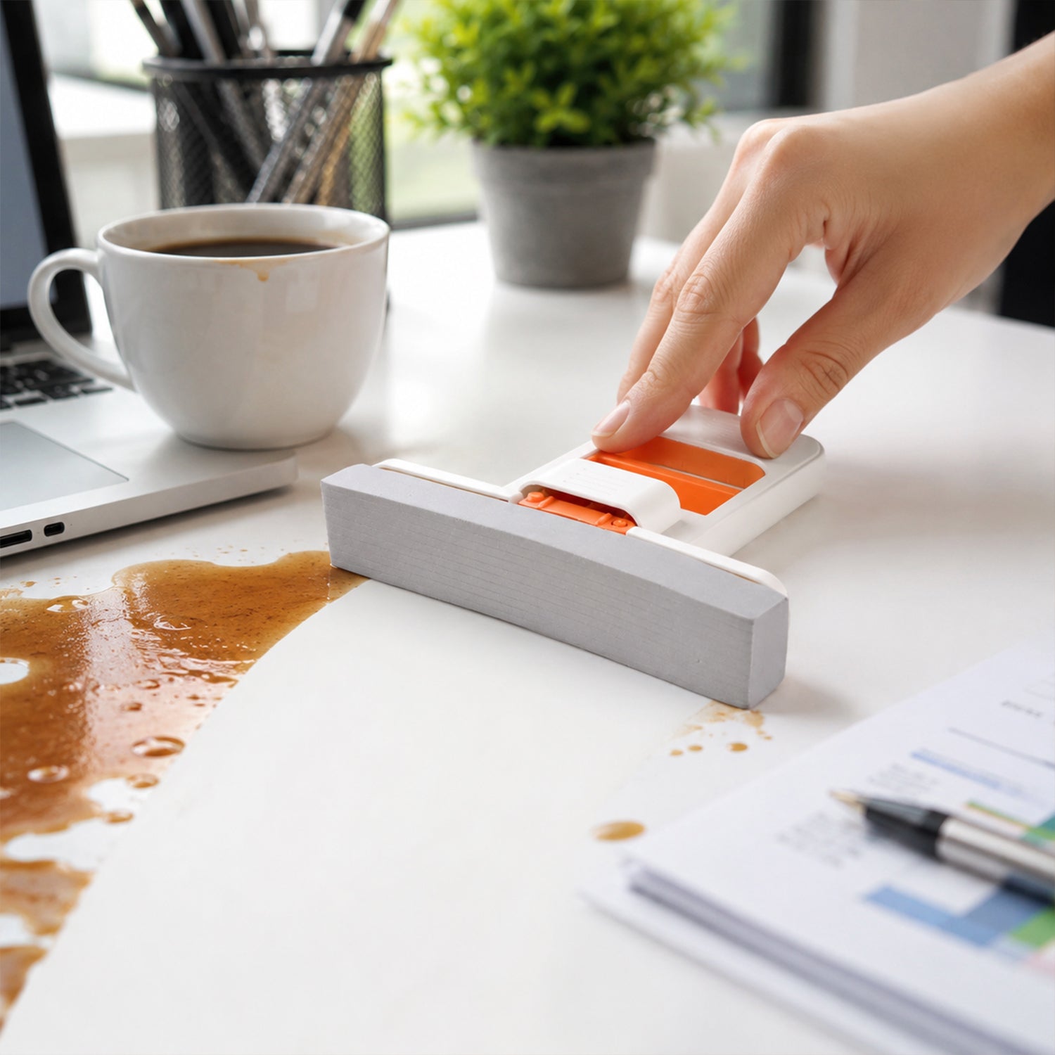 Mini squeeze mop for desk and countertop spills