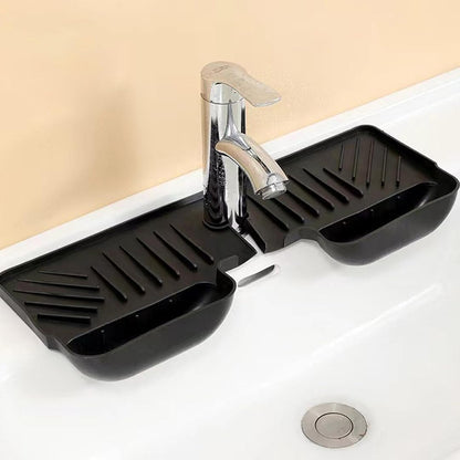 Faucet splash guard mat around wash basin