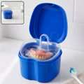 Plastic Denture Bath Cleaning Cup with Removable Strainer Basket and Lid (1 Pc)