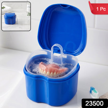 Denture bath cleaning cup with removable strainer basket - image 2