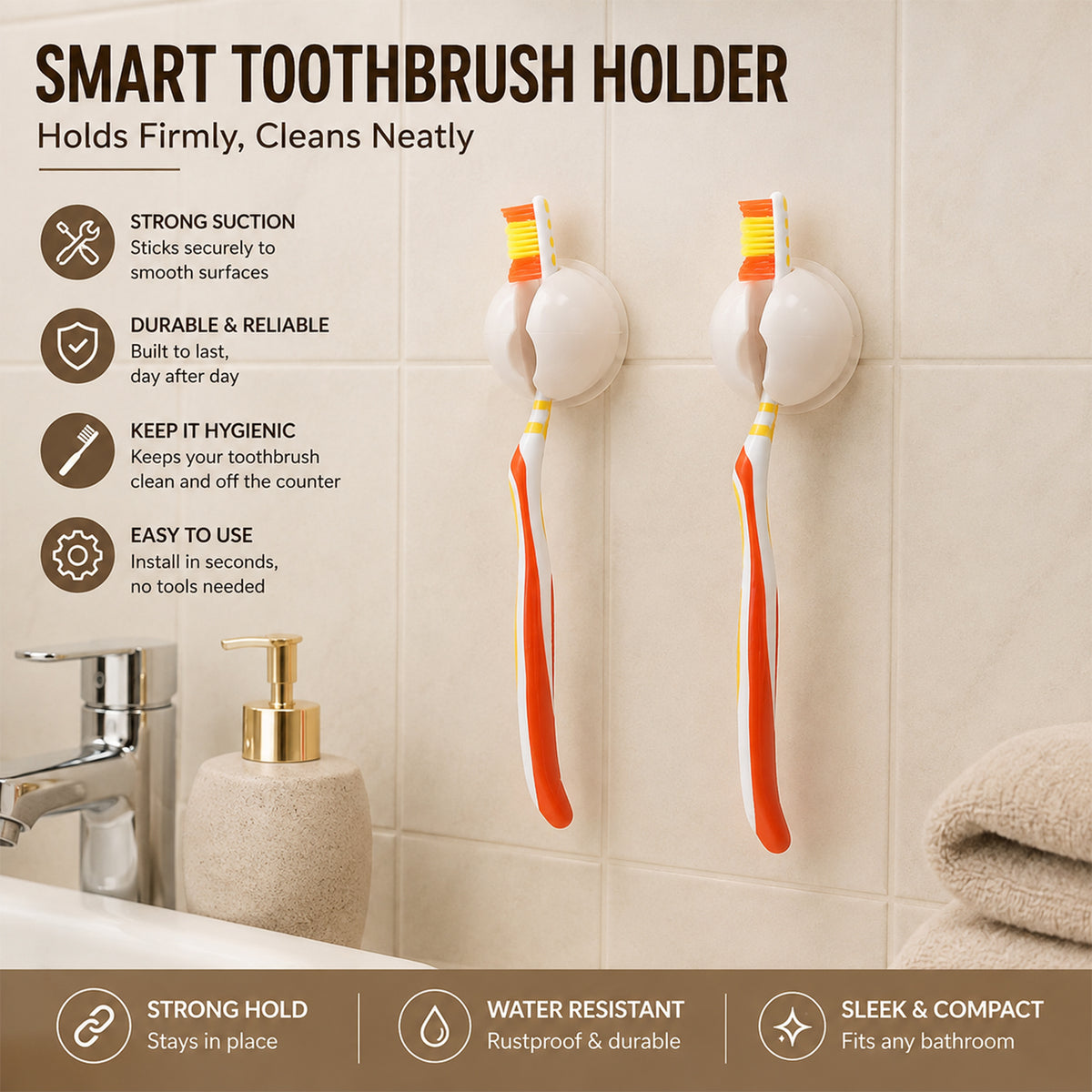 Toothbrush holder clip features