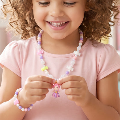 Kids wearing bead necklace and bracelet accessories