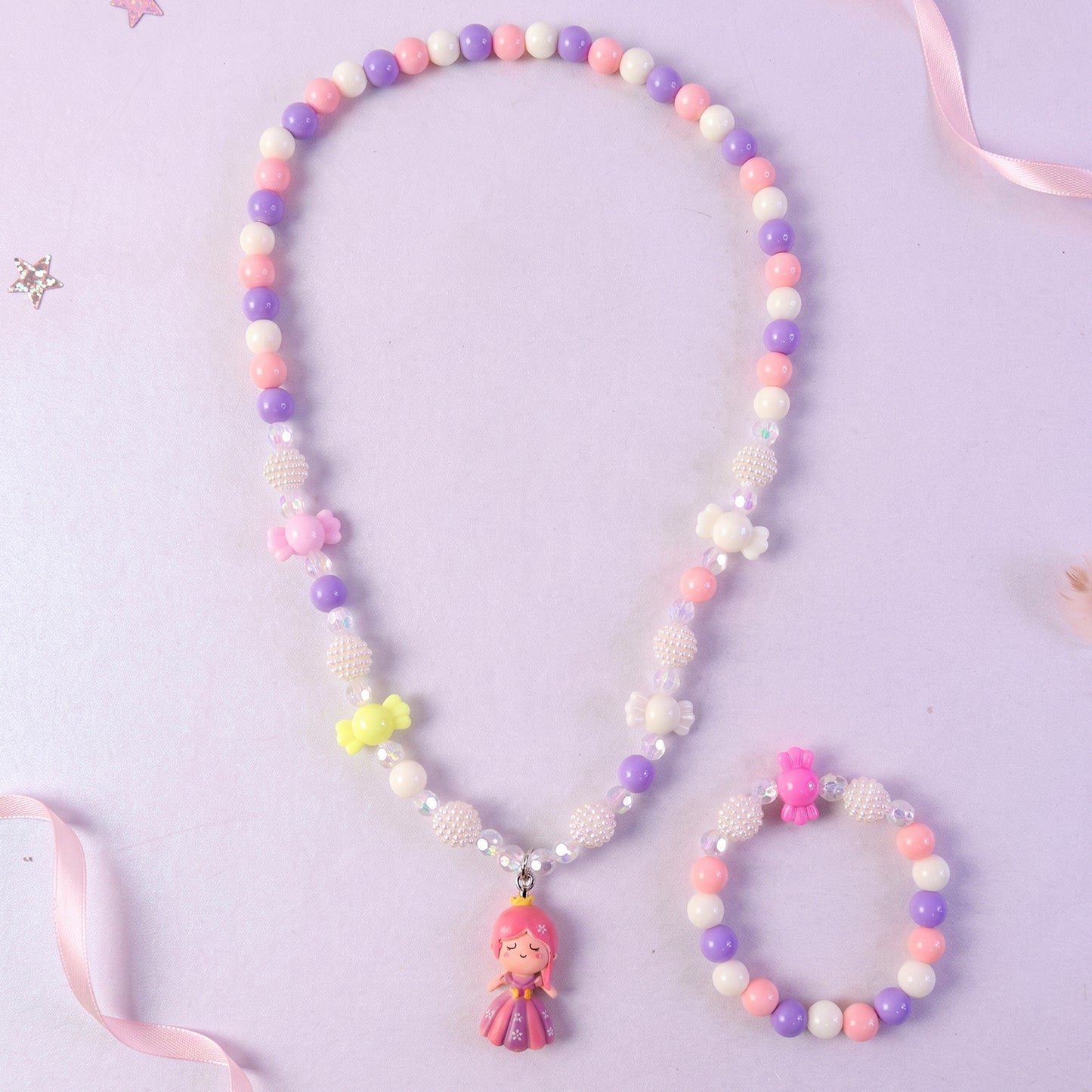 Bead necklace and bracelet set product view