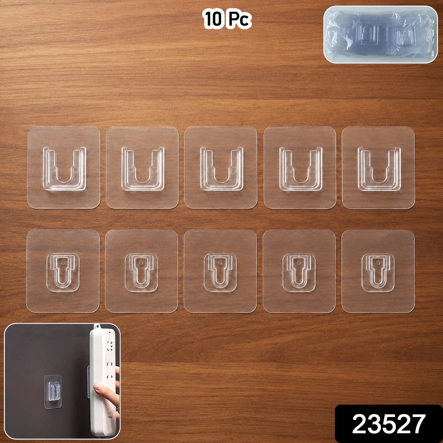 Adhesive holder transparent hooks