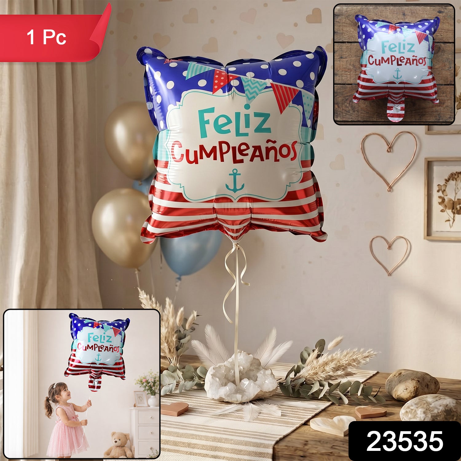 Feliz Cumpleanos foil balloon packaging image