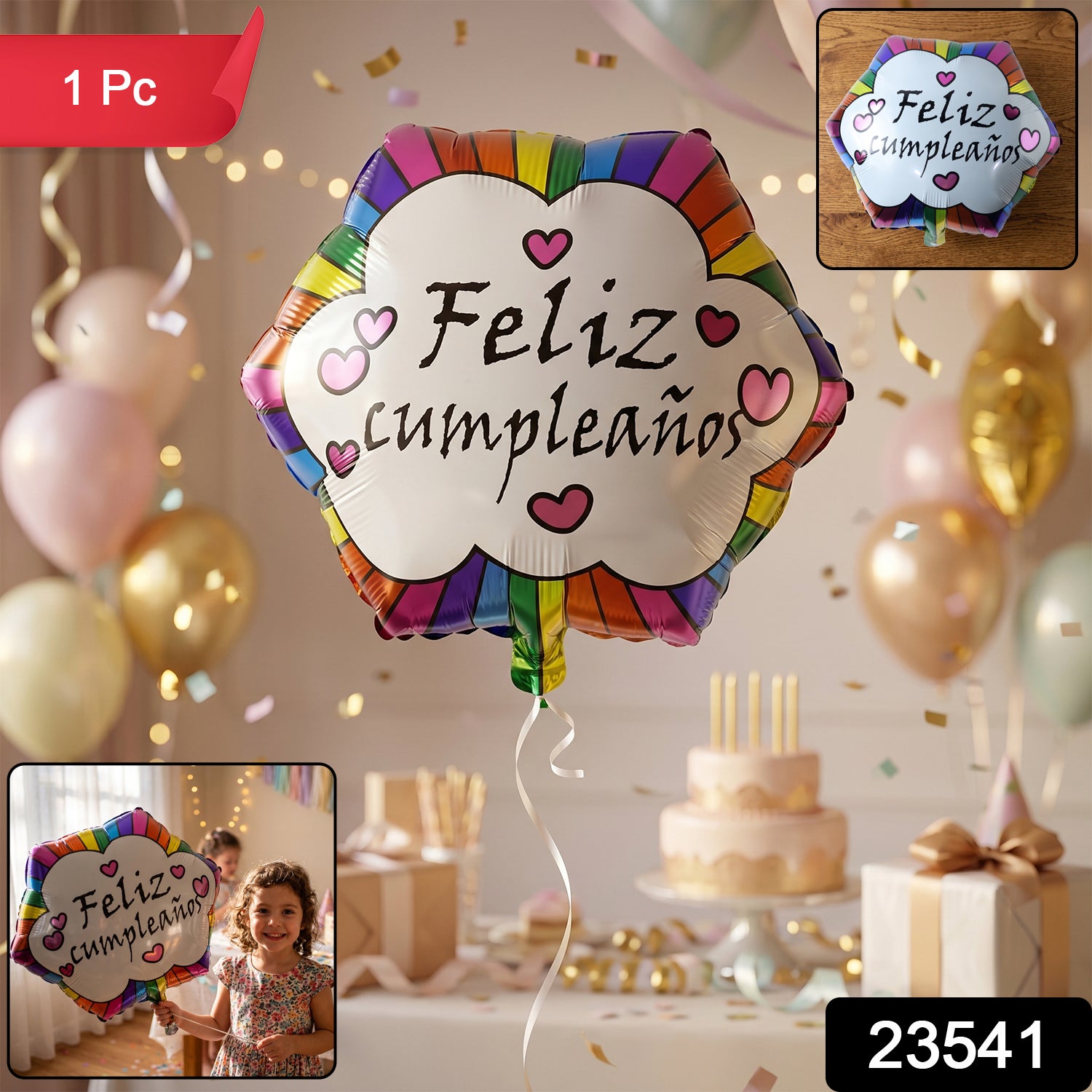 Feliz Cumpleanos Foil Balloon for Birthday Decoration 1 Pc