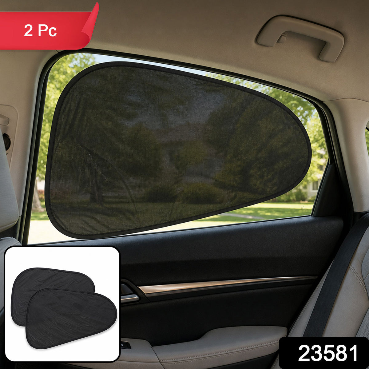 Car Side Window Sun Shade Mesh Cover for UV Protection and Privacy (2 Pc)