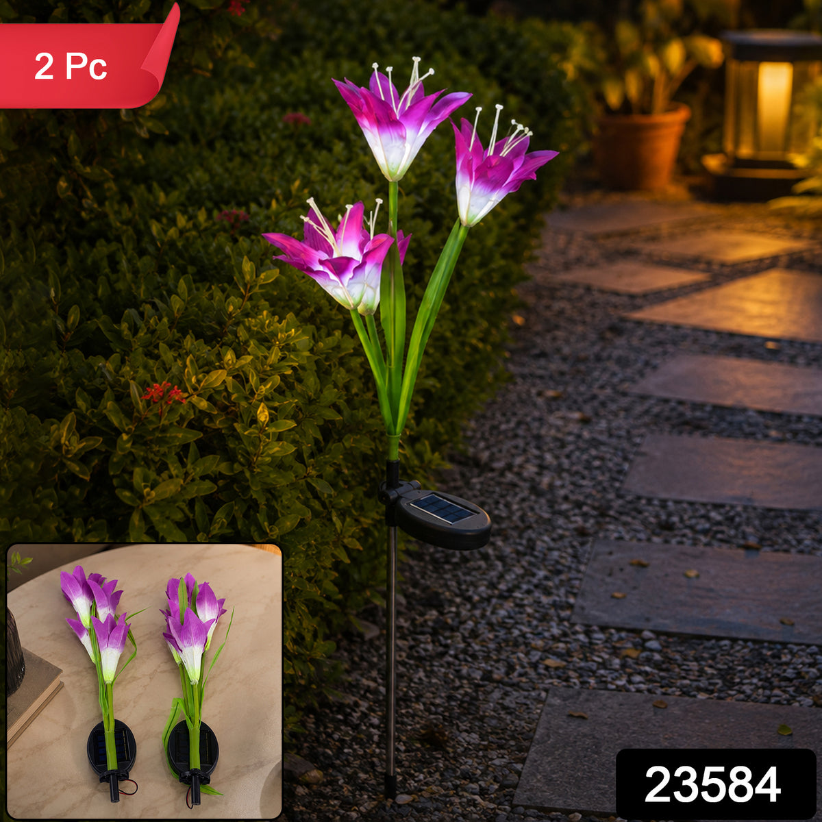 23584 solar garden flower lights SKU image