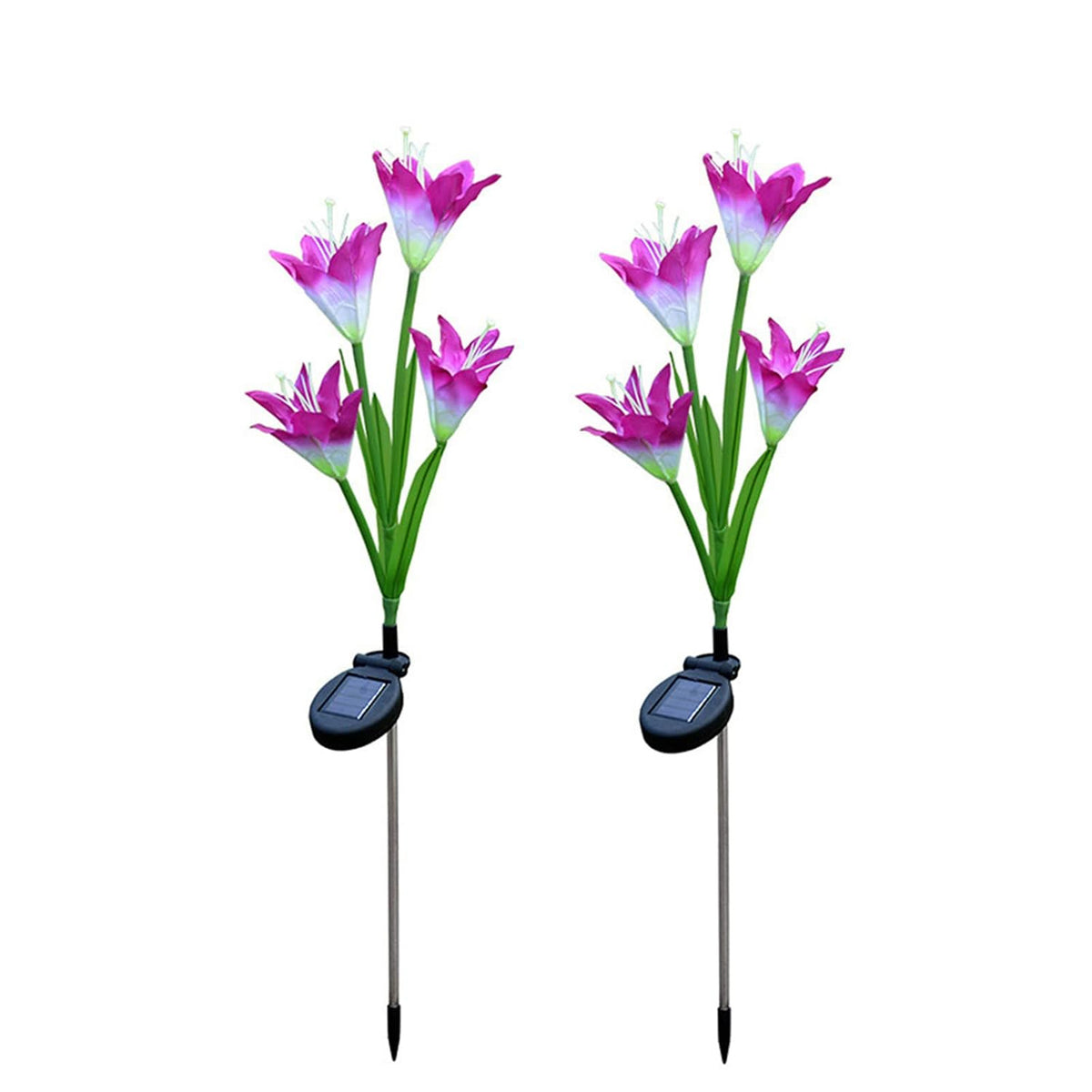 Solar flower stake lights on white background