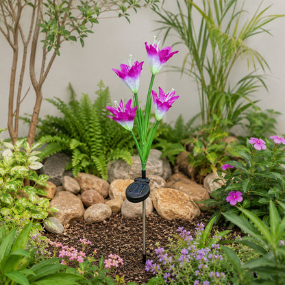 Solar flower stake light garden view