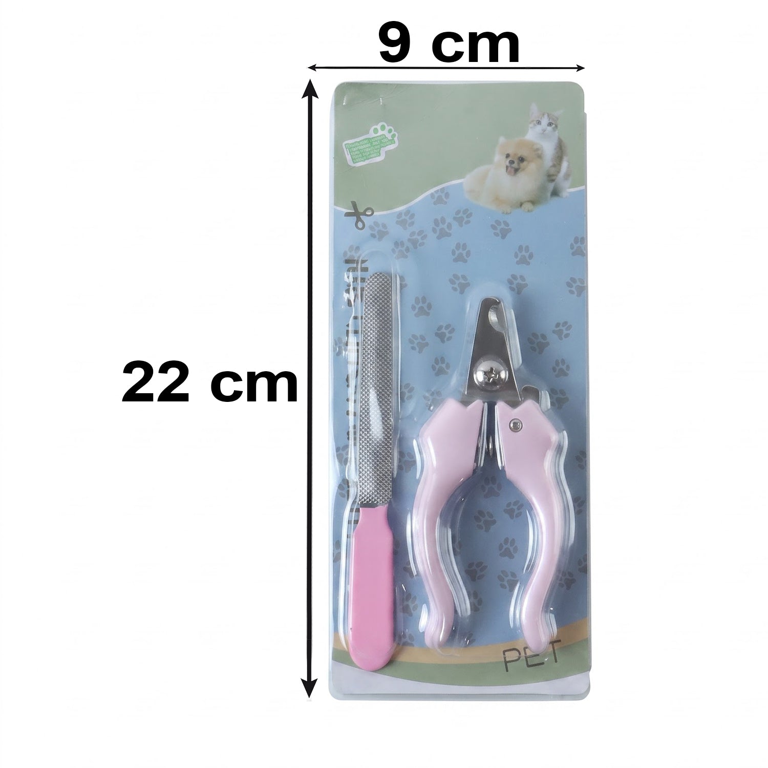 Pet grooming set card pack size 22 cm by 9 cm