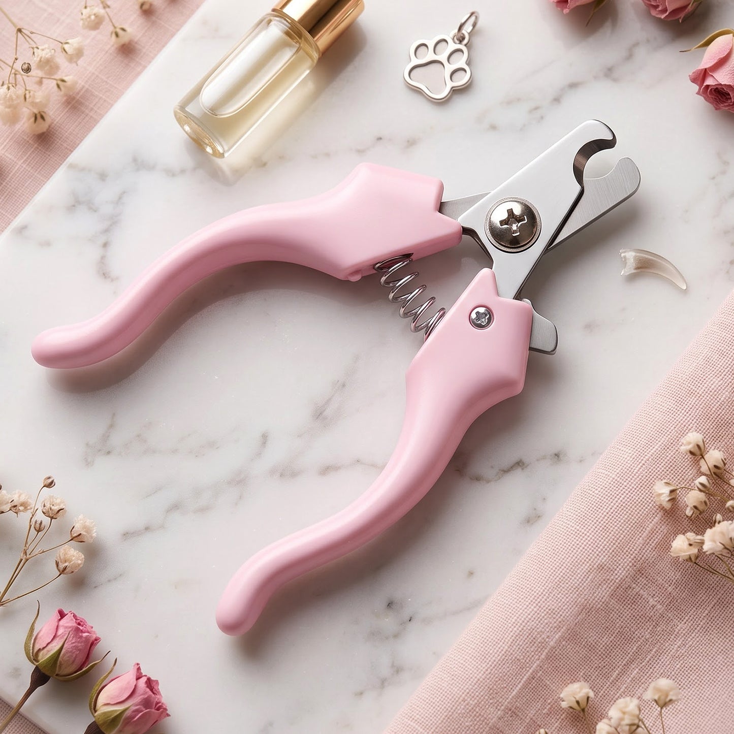 Pink pet nail clipper detail for grooming