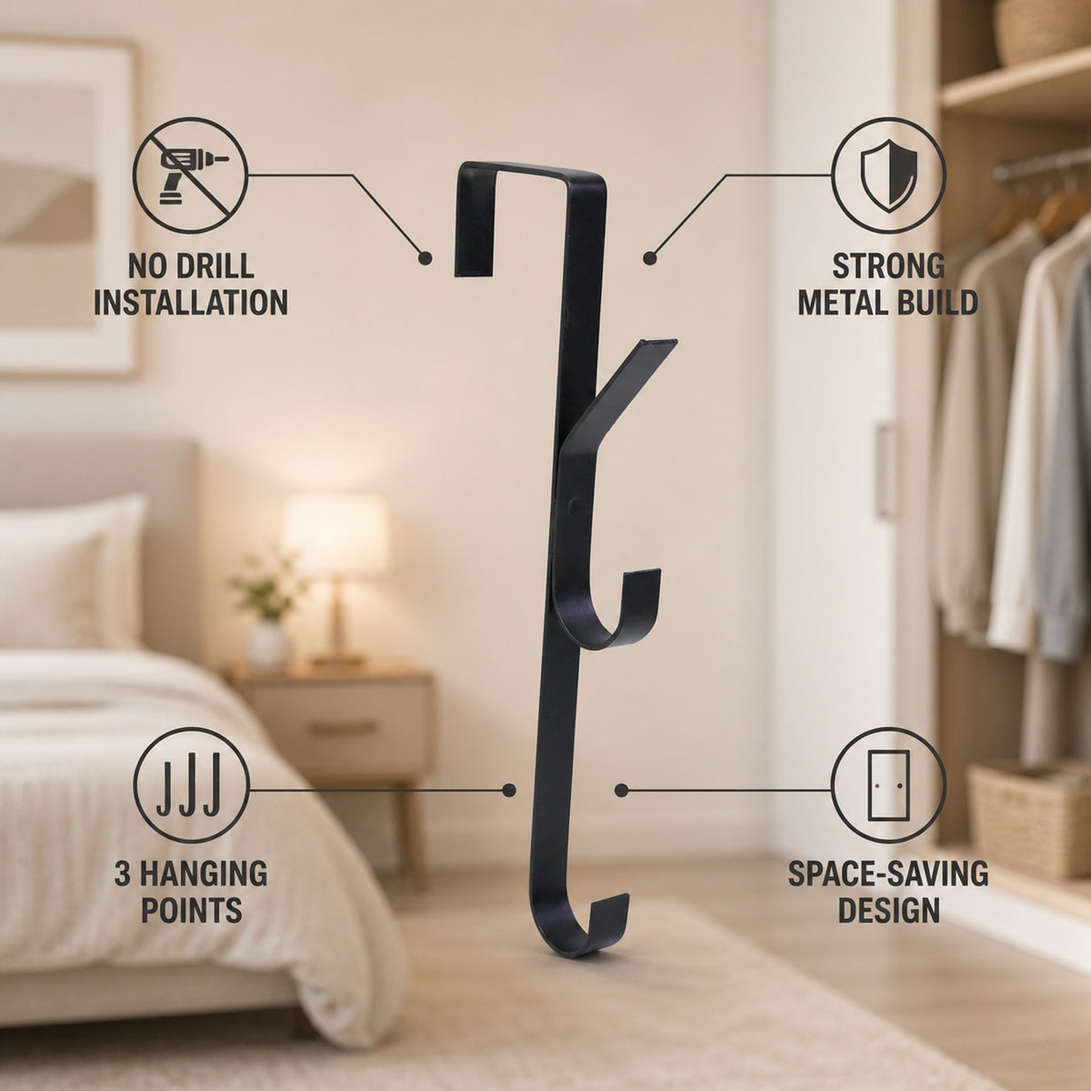 Space saving over door hook image 7