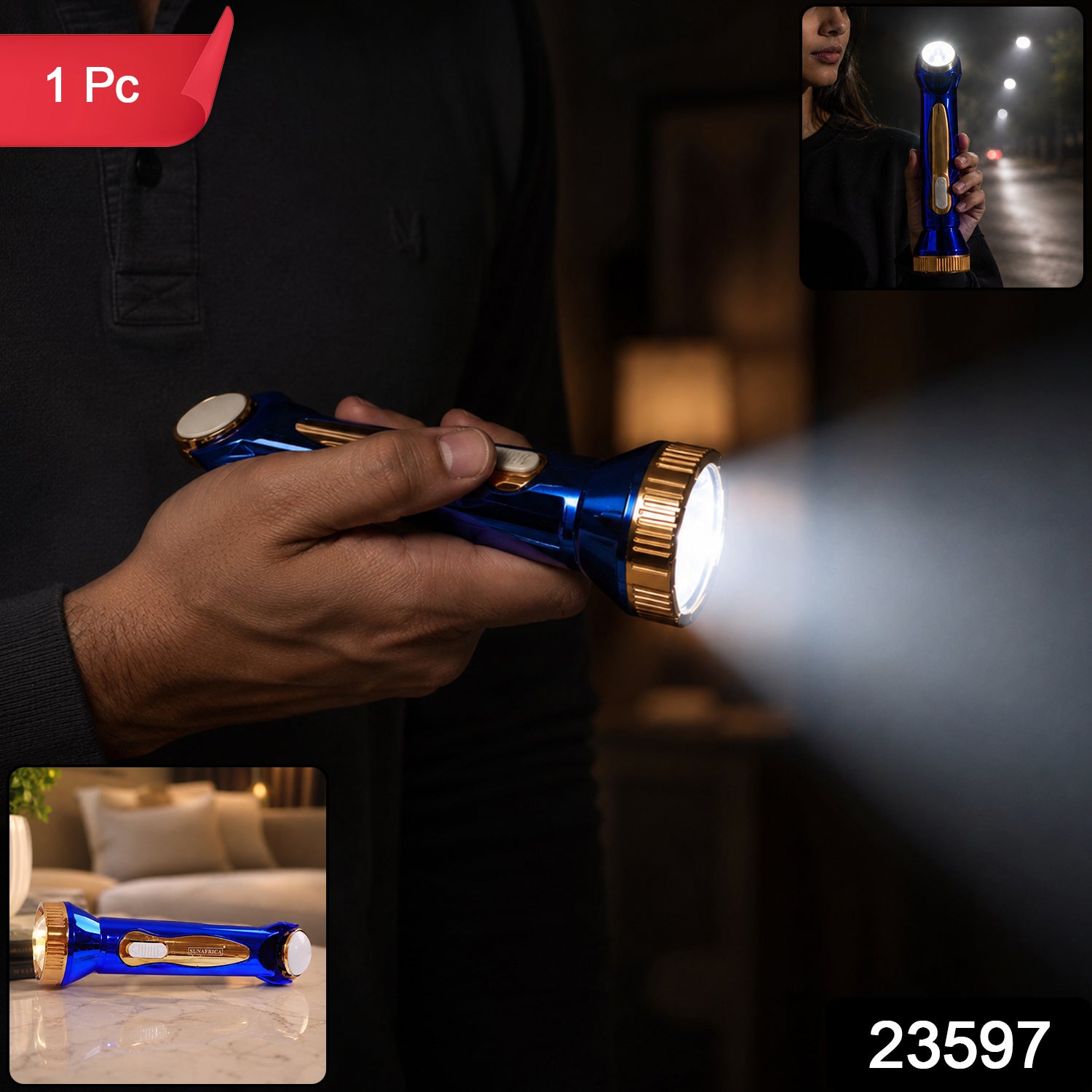 USB rechargeable LED flashlight SKU 23597