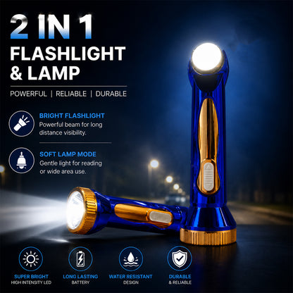 Two in one LED flashlight and lamp features