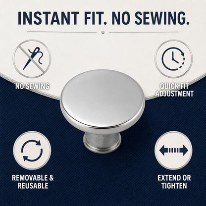 Reusable no-sew metal button stud for quick fit adjustment
