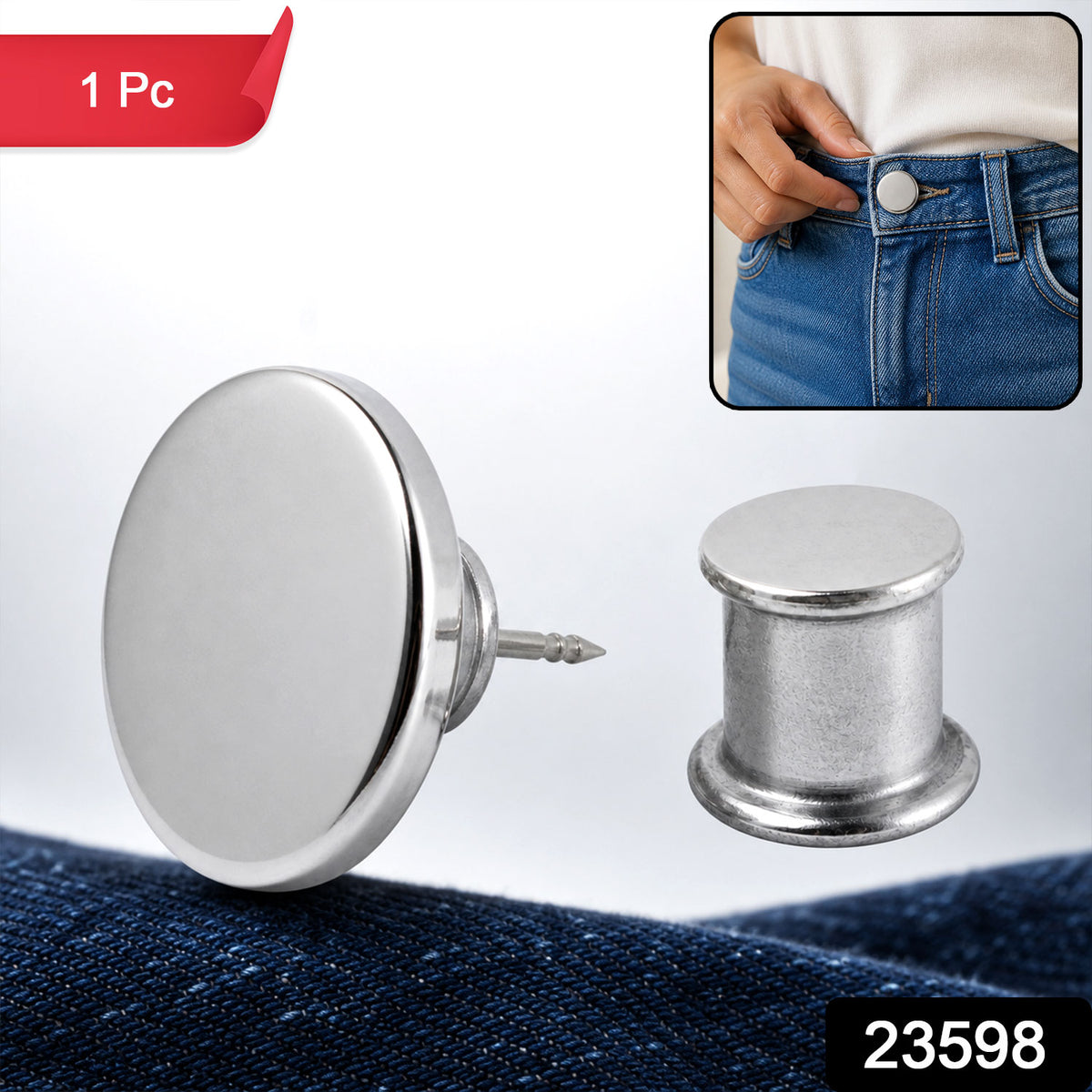 Metal push pin button clip with product code 23598