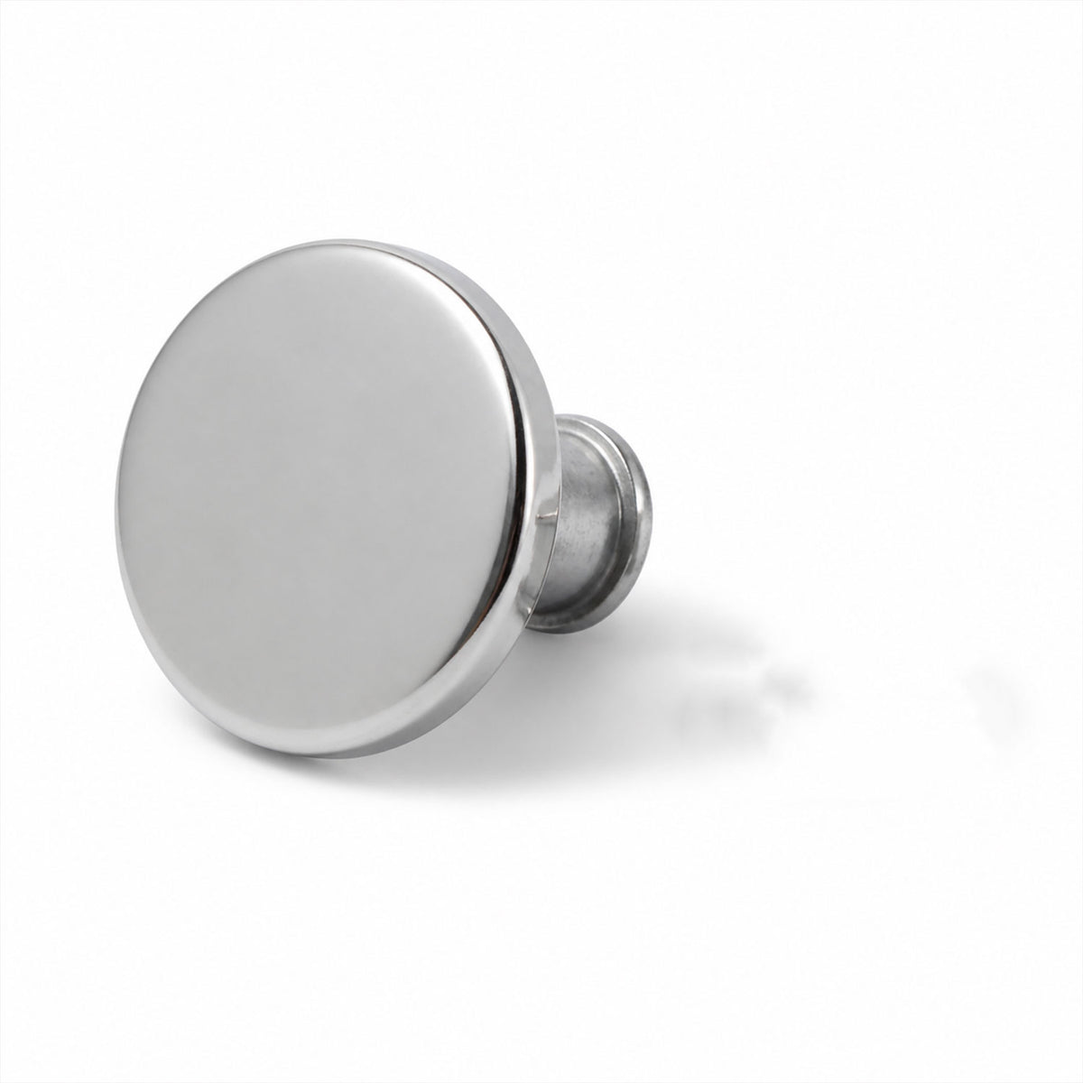 Metal push pin button stud on white background